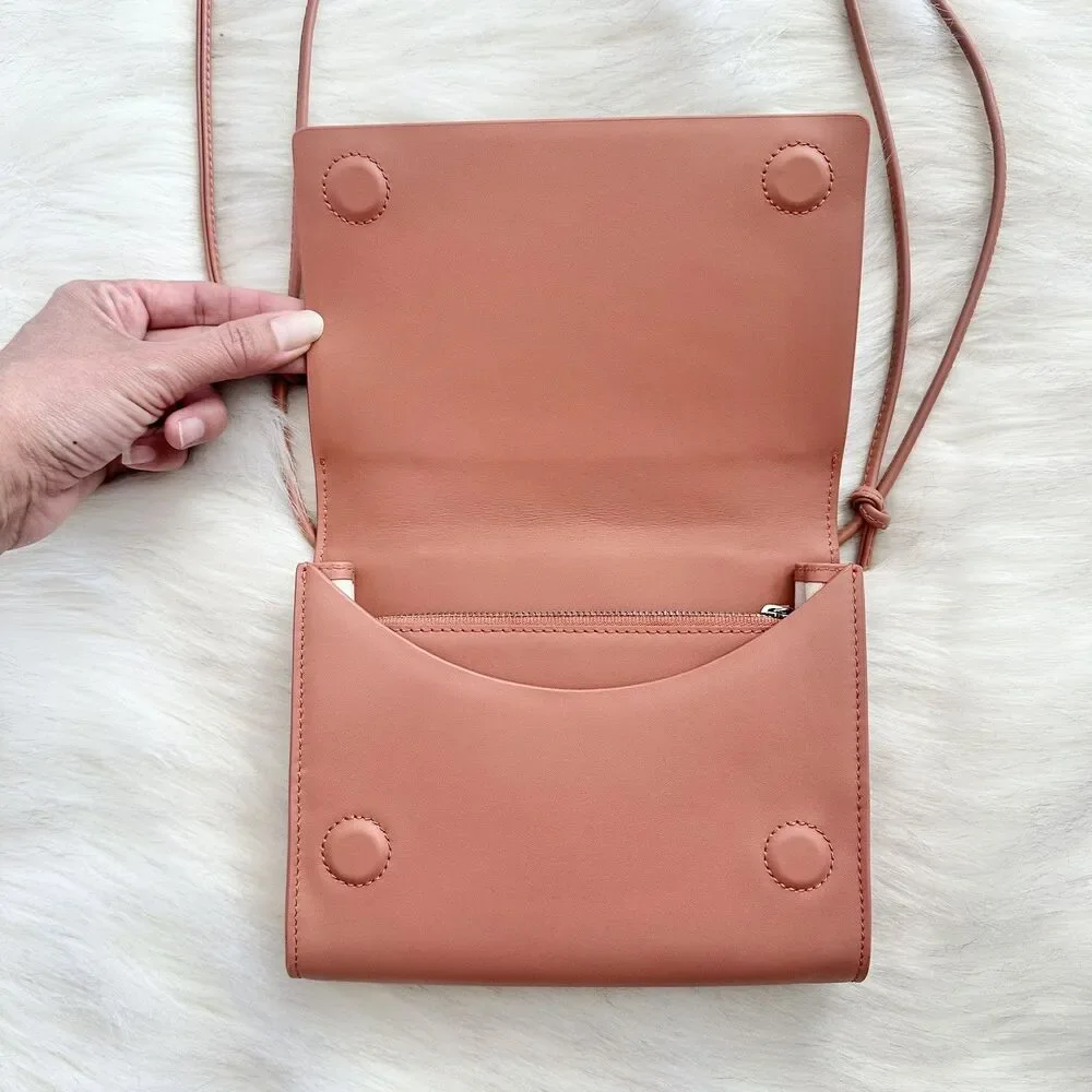 Baggu Leather Compact Purse Crossbody in Terracotta Pink